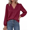 image:imageBTFBM Satin Blouses for Women Dressy Casual Button Down ShirtsBurgundy