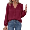 image:imageBTFBM Satin Blouses for Women Dressy Casual Button Down ShirtsBurgundy