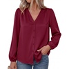 image:imageBTFBM Satin Blouses for Women Dressy Casual Button Down ShirtsBurgundy