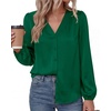 image:imageBTFBM Satin Blouses for Women Dressy Casual Button Down ShirtsGreen