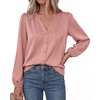 image:imageBTFBM Satin Blouses for Women Dressy Casual Button Down ShirtsPink