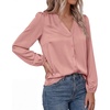 image:imageBTFBM Satin Blouses for Women Dressy Casual Button Down ShirtsPink