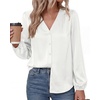 image:imageBTFBM Satin Blouses for Women Dressy Casual Button Down ShirtsWhite