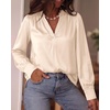 image:imageBTFBM Satin Blouses for Women Dressy CasualBeige
