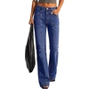 image:imageBTFBM Straight Leg Jeans for Women Stretchy Curve Appeal PantsDark Blue