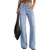 image:imageBTFBM Straight Leg Jeans for Women Stretchy Curve Appeal PantsLight Blue