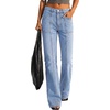 image:imageBTFBM Straight Leg Jeans for Women Stretchy Curve Appeal PantsLight Blue