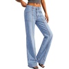 image:imageBTFBM Straight Leg Jeans for Women Stretchy Curve Appeal PantsLight Blue