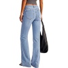 image:imageBTFBM Straight Leg Jeans for Women Stretchy Curve Appeal PantsLight Blue