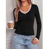 image:imageBTFBM V Neck Fall Long Sleeve Shirts for WomenBlack