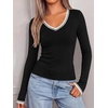 image:imageBTFBM V Neck Fall Long Sleeve Shirts for WomenBlack