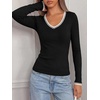 image:imageBTFBM V Neck Fall Long Sleeve Shirts for WomenBlack