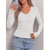 image:imageBTFBM V Neck Fall Long Sleeve Shirts for WomenWhite