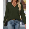 image:imageBTFBM V Neck Sweaters for Women Fall Clothes 2026Army Green