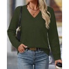 image:imageBTFBM V Neck Sweaters for Women Fall Clothes 2026Army Green