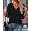 image:imageBTFBM V Neck Sweaters for Women Fall Clothes 2026Black