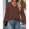 image:imageBTFBM V Neck Sweaters for Women Fall Clothes 2026Brown