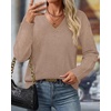 image:imageBTFBM V Neck Sweaters for Women Fall Clothes 2026Khaki