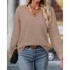 image:imageBTFBM V Neck Sweaters for Women Fall Clothes 2026Khaki