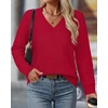 image:imageBTFBM V Neck Sweaters for Women Fall Clothes 2026Red