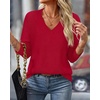 image:imageBTFBM V Neck Sweaters for Women Fall Clothes 2026Red