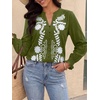 image:imageBTFBM Womens 2026 Fall Tops Dressy Casual Floral Boho Embroidered BlouseArmy Green