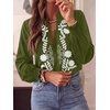 image:imageBTFBM Womens 2026 Fall Tops Dressy Casual Floral Boho Embroidered BlouseArmy Green