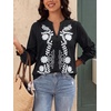 image:imageBTFBM Womens 2026 Fall Tops Dressy Casual Floral Boho Embroidered BlouseBlack