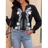 image:imageBTFBM Womens 2026 Fall Tops Dressy Casual Floral Boho Embroidered BlouseBlack