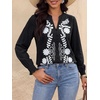 image:imageBTFBM Womens 2026 Fall Tops Dressy Casual Floral Boho Embroidered BlouseBlack