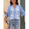 image:imageBTFBM Womens 2026 Fall Tops Dressy Casual Floral Boho Embroidered BlouseLight Blue