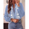 image:imageBTFBM Womens 2026 Fall Tops Dressy Casual Floral Boho Embroidered BlouseLight Blue
