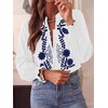 image:imageBTFBM Womens 2026 Fall Tops Dressy Casual Floral Boho Embroidered BlouseWhite Blue