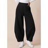 image:imageBTFBM Womens Capri Pants Wide Leg Palazzo Fleece Harem Barrel SweatpantsBlack