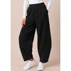 image:imageBTFBM Womens Capri Pants Wide Leg Palazzo Fleece Harem Barrel SweatpantsBlack
