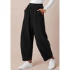 image:imageBTFBM Womens Capri Pants Wide Leg Palazzo Fleece Harem Barrel SweatpantsBlack