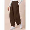 image:imageBTFBM Womens Capri Pants Wide Leg Palazzo Fleece Harem Barrel SweatpantsBrown