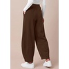 image:imageBTFBM Womens Capri Pants Wide Leg Palazzo Fleece Harem Barrel SweatpantsBrown
