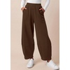 image:imageBTFBM Womens Capri Pants Wide Leg Palazzo Fleece Harem Barrel SweatpantsBrown