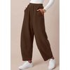 image:imageBTFBM Womens Capri Pants Wide Leg Palazzo Fleece Harem Barrel SweatpantsBrown