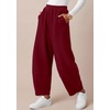 image:imageBTFBM Womens Capri Pants Wide Leg Palazzo Fleece Harem Barrel SweatpantsBurgundy