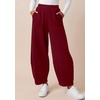image:imageBTFBM Womens Capri Pants Wide Leg Palazzo Fleece Harem Barrel SweatpantsBurgundy