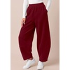 image:imageBTFBM Womens Capri Pants Wide Leg Palazzo Fleece Harem Barrel SweatpantsBurgundy