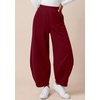 image:imageBTFBM Womens Capri Pants Wide Leg Palazzo Fleece Harem Barrel SweatpantsBurgundy