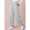 image:imageBTFBM Womens Capri Pants Wide Leg Palazzo Fleece Harem Barrel SweatpantsGrey