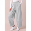 image:imageBTFBM Womens Capri Pants Wide Leg Palazzo Fleece Harem Barrel SweatpantsGrey