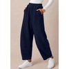 image:imageBTFBM Womens Capri Pants Wide Leg Palazzo Fleece Harem Barrel SweatpantsNavy Blue