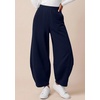 image:imageBTFBM Womens Capri Pants Wide Leg Palazzo Fleece Harem Barrel SweatpantsNavy Blue