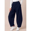 image:imageBTFBM Womens Capri Pants Wide Leg Palazzo Fleece Harem Barrel SweatpantsNavy Blue