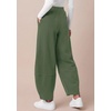 image:imageBTFBM Womens Capri Pants Wide Leg Palazzo Fleece Harem Barrel SweatpantsSage Green